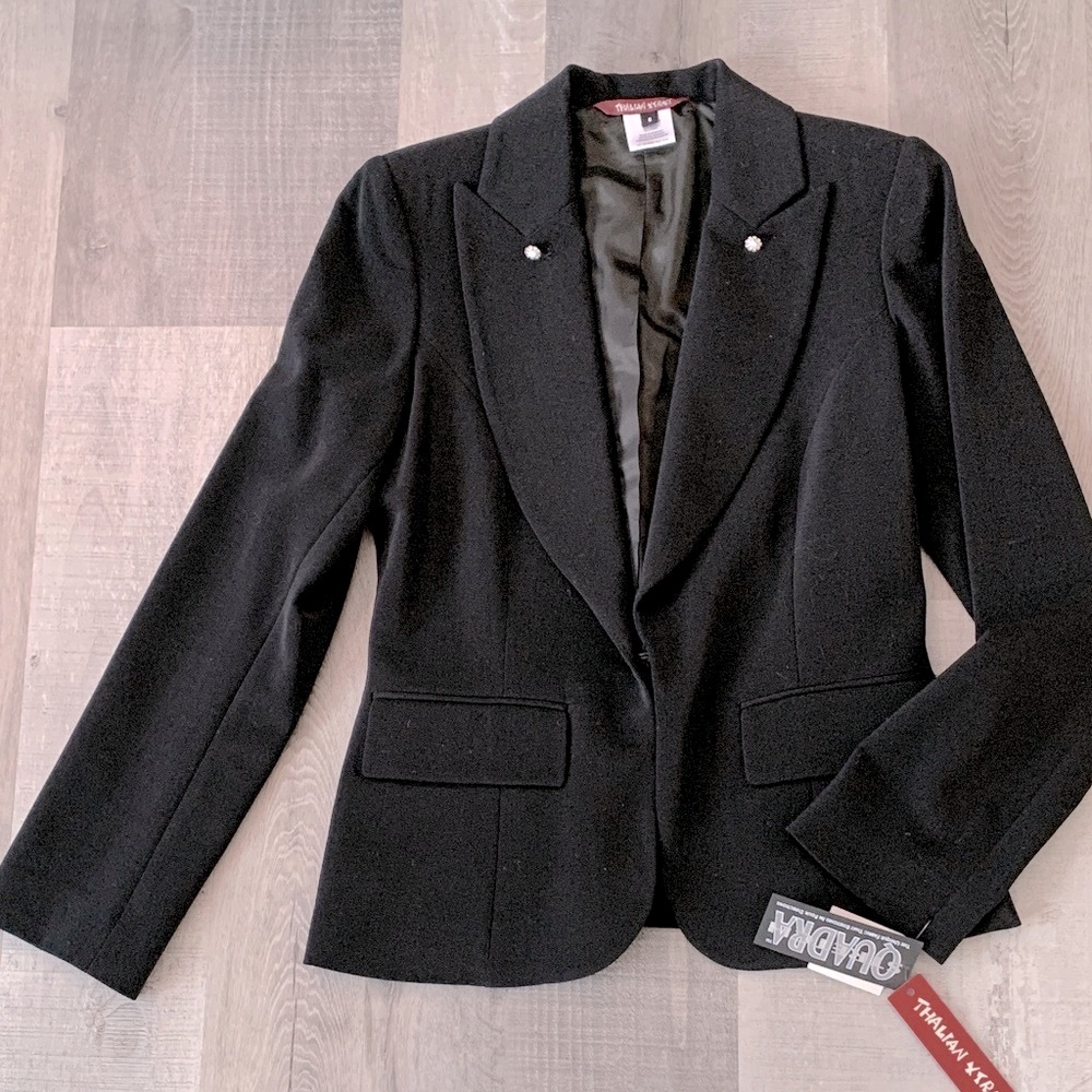 THALIAN Xtract Wool Blend Elegant Black Women's Blazer Sz 6 NWT